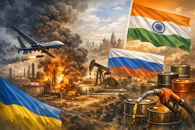 How has Ukraine’s sustained drone campaign against Russian oil refineries triggered an unprecedented reversal in which India—despite denying