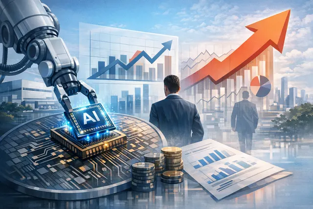 Conceptual image of advanced semiconductor chip packaging and AI data center infrastructure, representing ASMPT's H1 2026 growth driven by AI demand.