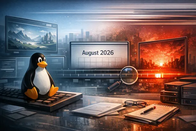 Epic Games Store logo with a Linux penguin and Steam Deck, representing the confirmed native Linux client coming soon.