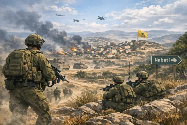 Israeli military vehicles advance toward Nabatieh in southern Lebanon during the June 2026 ground offensive