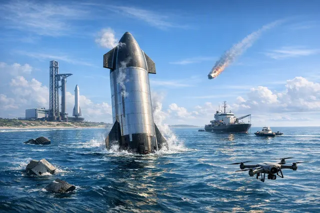 SpaceX Starship Ship 40 floating intact in the Indian Ocean after Flight 13 splashdown
