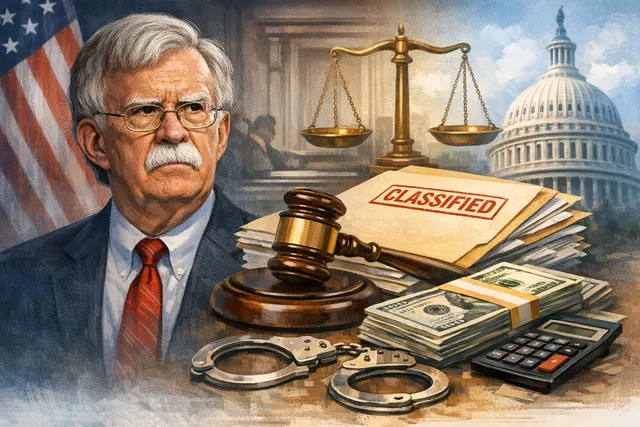 John Bolton exiting federal court in Greenbelt, Maryland, after a hearing in his classified documents case.