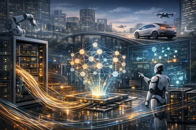 Illustration of NVIDIA Nemotron 3.5 Lightning powering a routed autonomous AI agent workflow