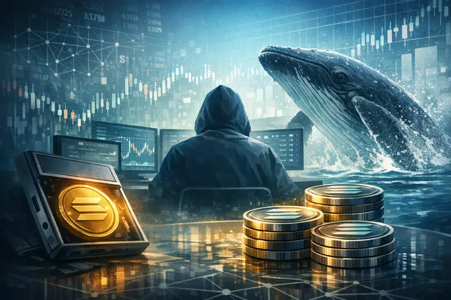 Illustration of a Solana whale returning to buy SOL after taking more than $20 million in realized profit