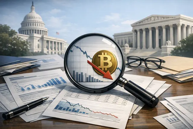 Editorial illustration of institutional investors reducing and adding exposure to BlackRock's IBIT Bitcoin ETF