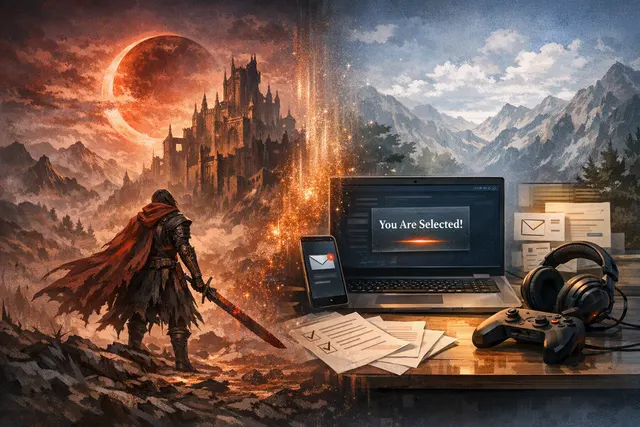 Gothic Victorian dark fantasy landscape with ornate architecture and blood-red moonlight, evoking the atmosphere of FromSoftware's The Duskbloods on Nintendo Switch 2.