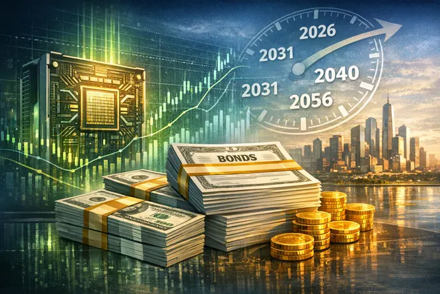Abstract digital graphic representing Nvidia's corporate bond sale and AI market financing