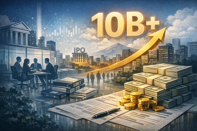 Editorial illustration of Anthropic’s planned multibillion-dollar revolving credit facility and potential IPO