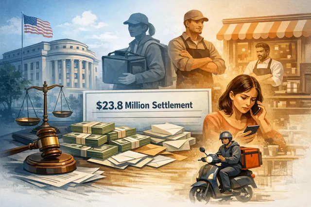 FTC Grubhub settlement check and payment distribution concept