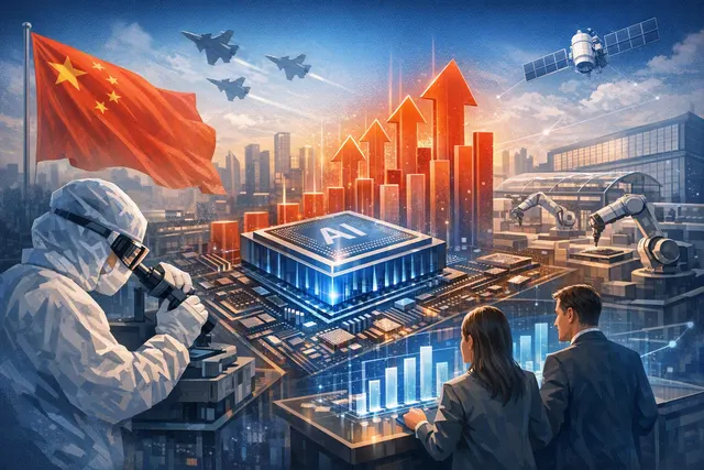 AI-generated abstract illustration representing Chinese AI chipmaker Cambricon's soaring revenue and market capture amid US export controls