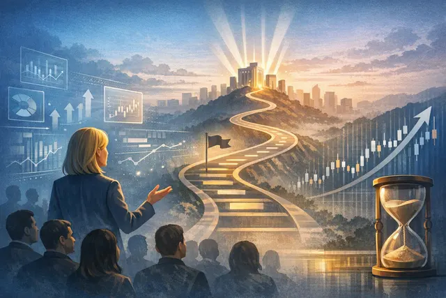 AI-generated illustration of OpenAI approaching a public stock-market debut, with a 2027 timeline and financial-market imagery