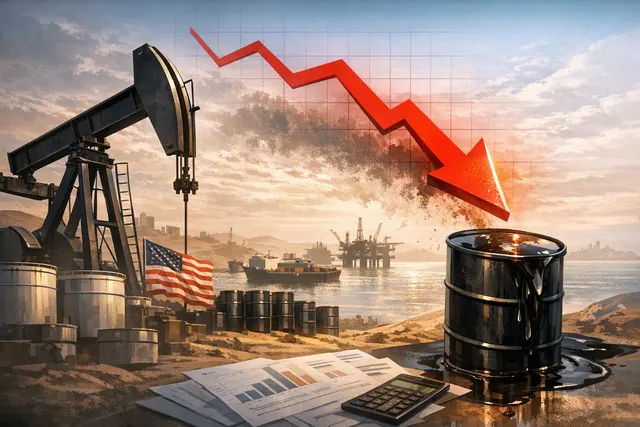 Brent crude oil price chart showing a break below $88 a barrel on August 13, 2026, with arrows indicating the 17.4 million barrel inventory surplus push