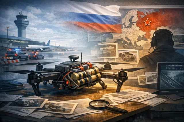 What are the key details of the U.S. intelligence assessment linking an explosive laden drone discovered at Leipzig/Halle Airport to the Rus