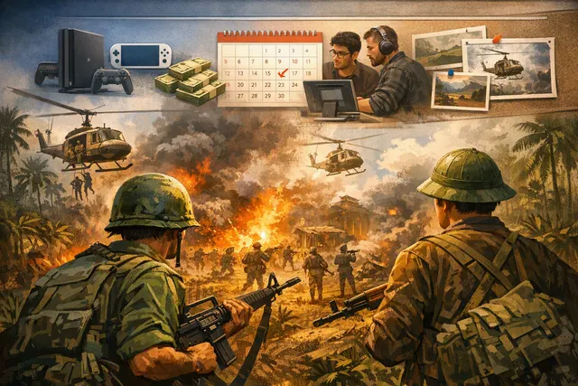 Hell Let Loose: Vietnam launch guide cover image showing US soldiers and helicopter in jungle setting