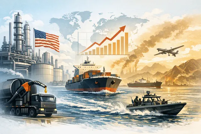 An oil tanker on the sea at sunset, symbolizing global energy trade disruptions after the Strait of Hormuz crisis.