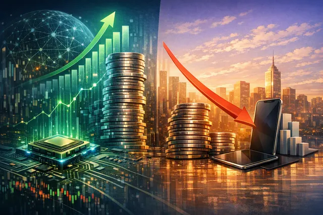 Nvidia and Apple market cap divergence chart with AI chip and iPhone imagery, August 2026