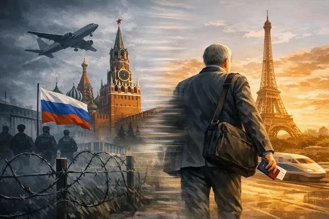 Russian anti-war politician Boris Nadezhdin standing in front of the Eiffel Tower in Paris, where he fled after his travel ban was unexpectedly lifted