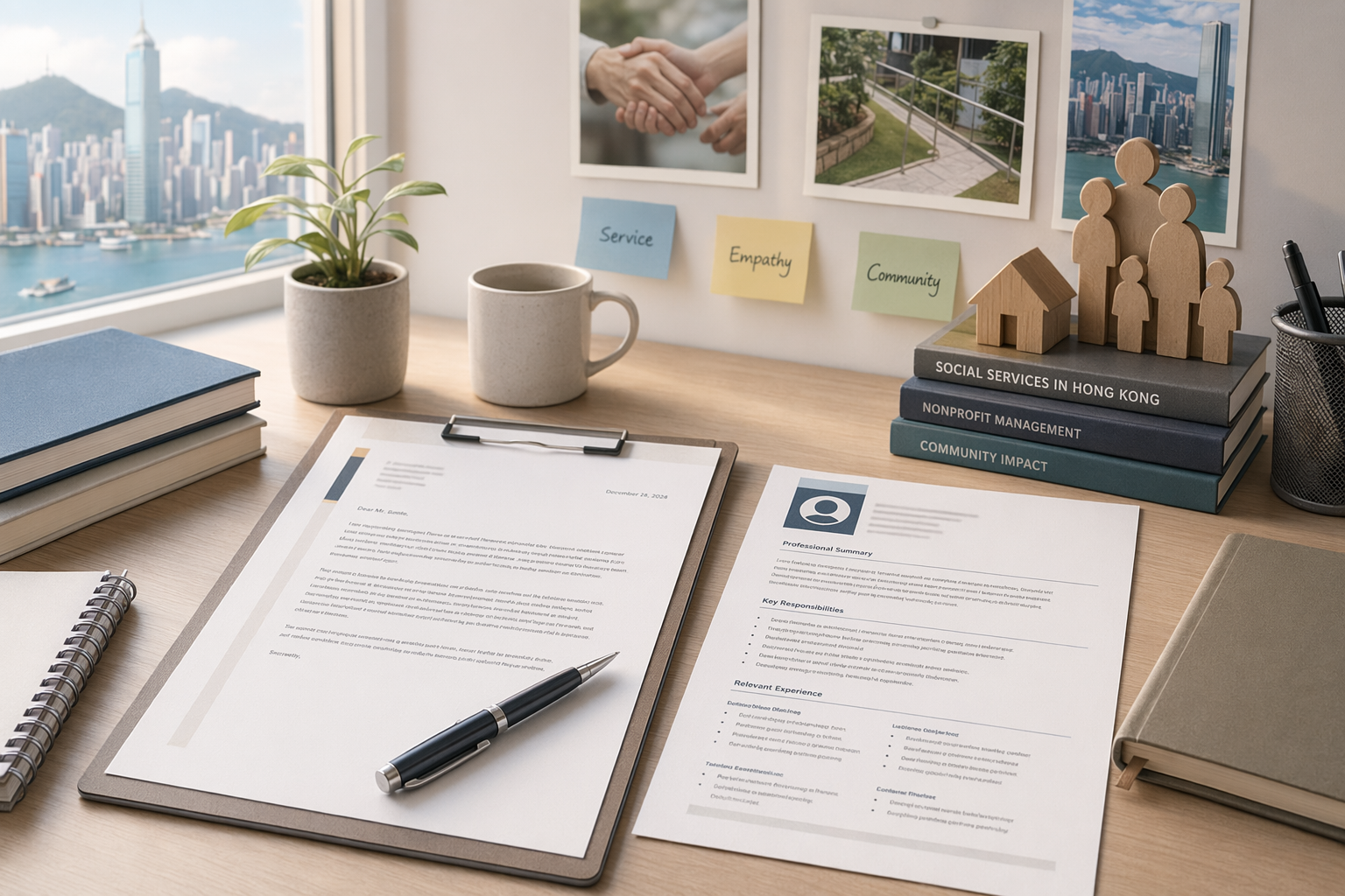 Administrative professional preparing a Project Assistant cover letter for a Hong Kong social-service organization
