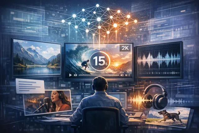 MiniMax H3 omni-modal video generation model showing text-to-video workflow with native stereo audio output at 2K resolution